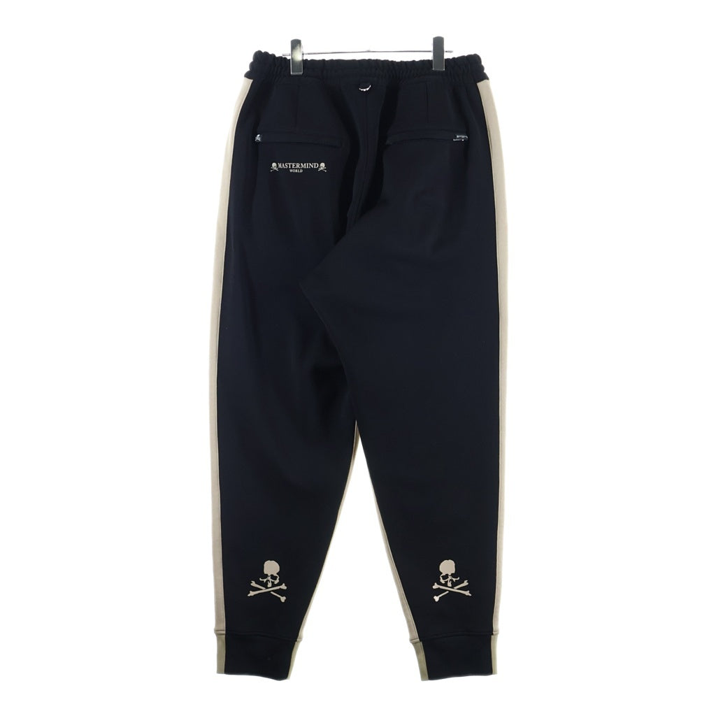 mastermind JAPAN(マスターマインドジャパン) 20AW Side Line Track Pants サイドライントラックパンツ スカルロゴドローストリングジョガーロングパンツ MW20S05-PA041-605 ブラック/ベージュ