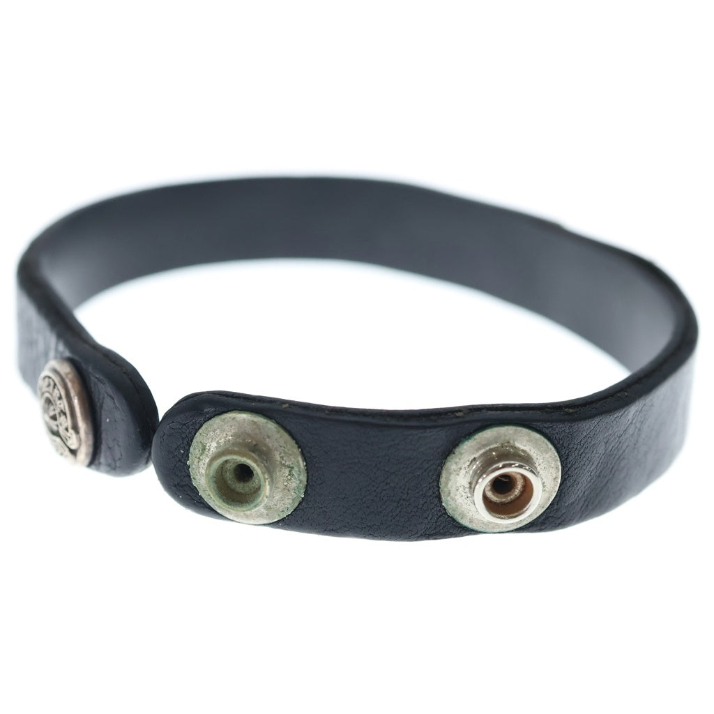 CHROME HEARTS(クロムハーツ) CUFF PLATE FLRL CRS レザーブレスレット シルバー/ブラック