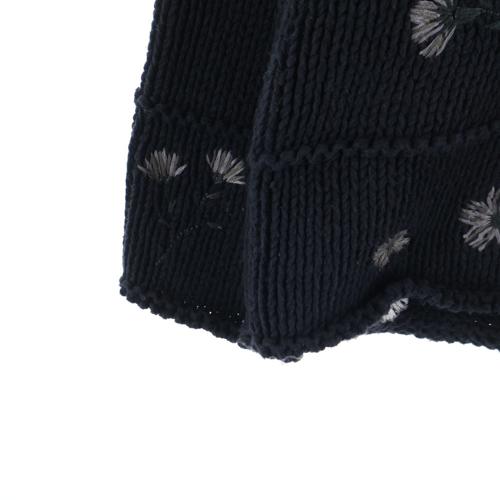 KITH(キス) Weirfield Crewneck フラワー 刺繍 ラウンドネック ニットセーター ブラック 23-080-060-0010-1-0