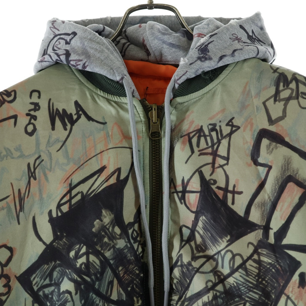 Mowalola(モワローラ) 25AW GRAFFITI BOMBER JACKET グラフィック ボンバージャケット カーキ