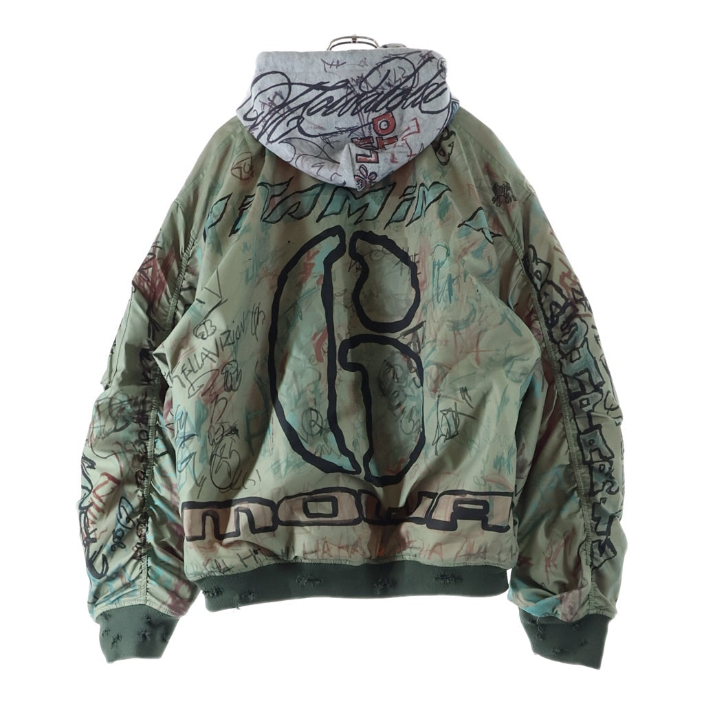 Mowalola(モワローラ) 25AW GRAFFITI BOMBER JACKET グラフィック ボンバージャケット カーキ