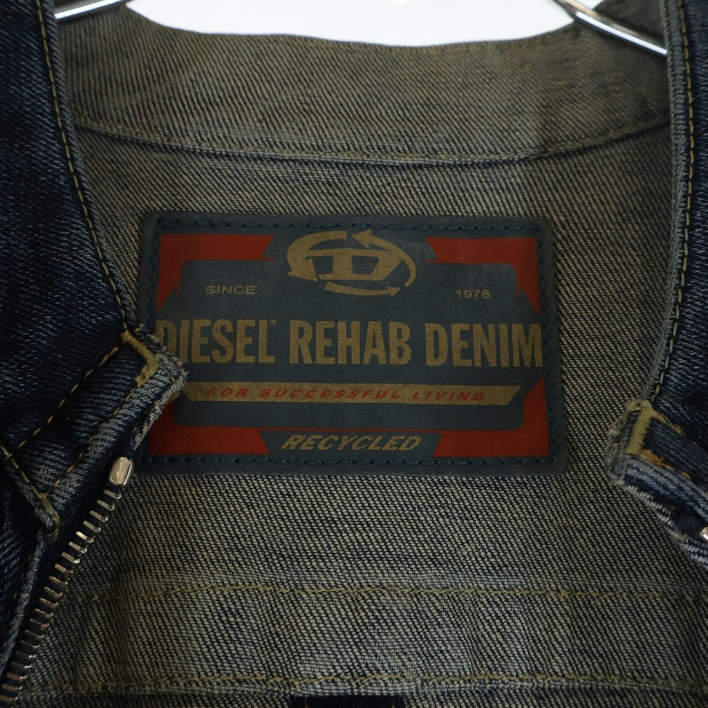 DIESEL(ディーゼル) Maxi dress in Rehab denim ジップアップ 長袖リハブデニム ロング ドレス ワンピース レディース インディゴ A19213