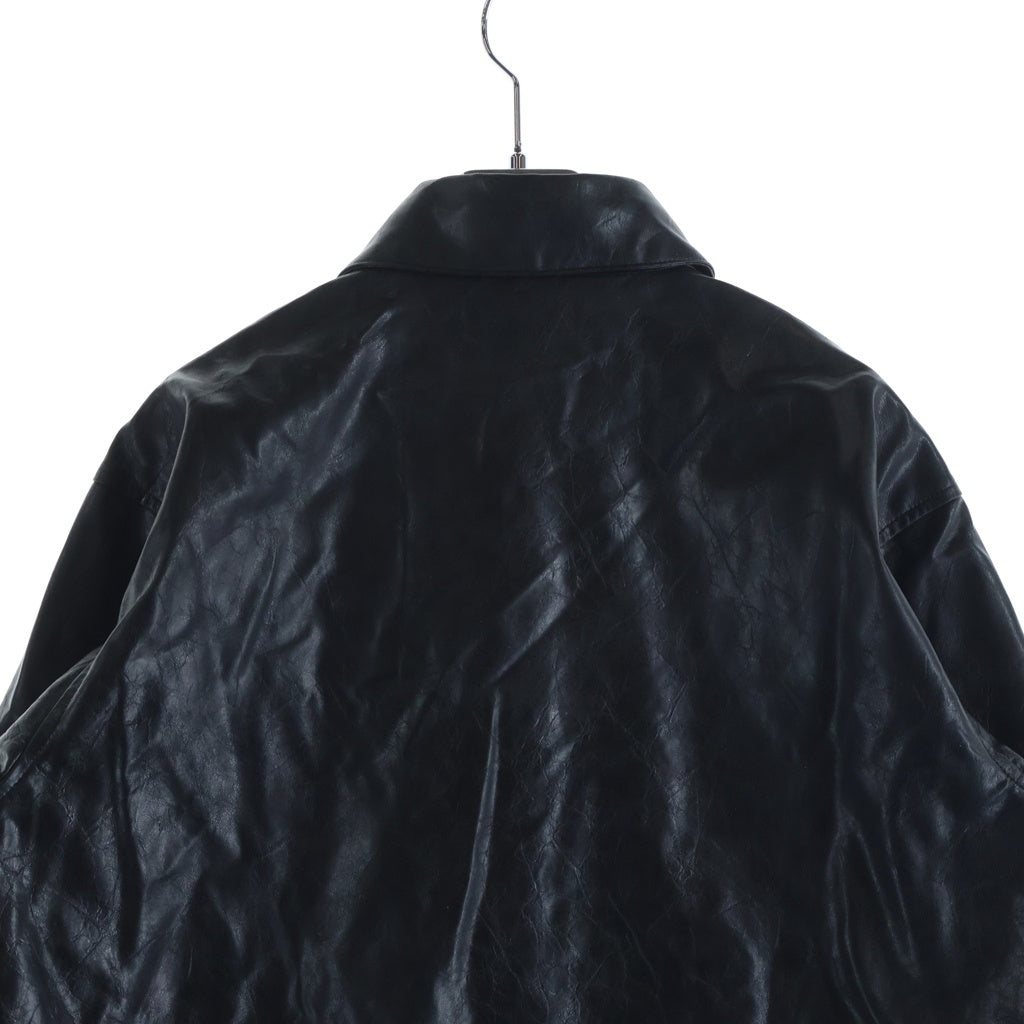 DIESEL(ディーゼル) S-SIMPLY-QMBU フェイクレザー ロゴデザイン ボタン ジャケット ブラック A20021