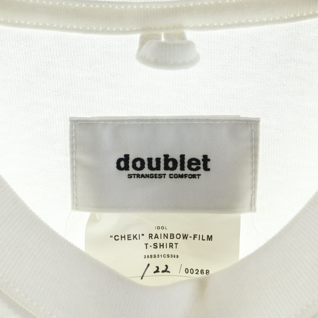doublet(ダブレット) 25SS Idol CHEKI Rainbow-Film T-Shirts アイドルチェキレインボーフィルムTシャツ チェキパッチ クルーネック半袖シャツ 25SS31CS369 ホワイト