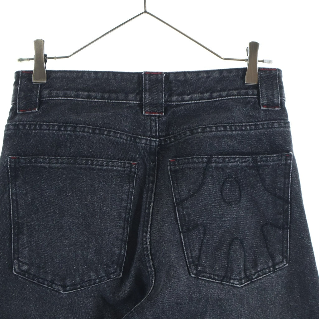 NO BRAND(ノーブランド) AVAVAV アヴァヴァブ Pleated Denim Pants プリーテッドデニムパンツ 裾プリーツワイドフレアデニムパンツ ブラック