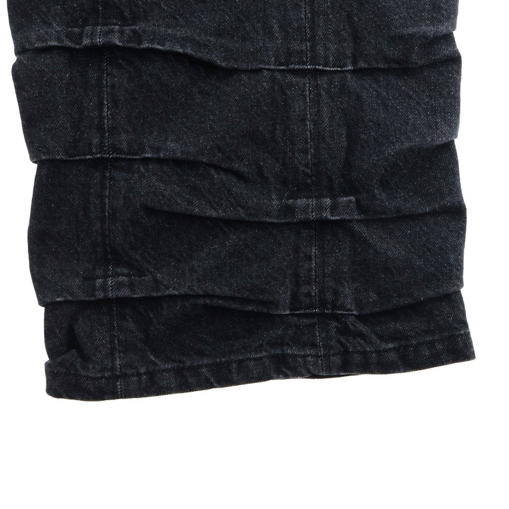 NO BRAND(ノーブランド) AVAVAV アヴァヴァブ Pleated Denim Pants プリーテッドデニムパンツ 裾プリーツワイドフレアデニムパンツ ブラック