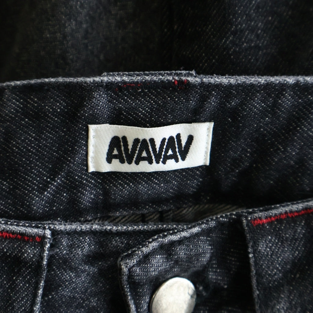 NO BRAND(ノーブランド) AVAVAV アヴァヴァブ Pleated Denim Pants プリーテッドデニムパンツ 裾プリーツワイドフレアデニムパンツ ブラック