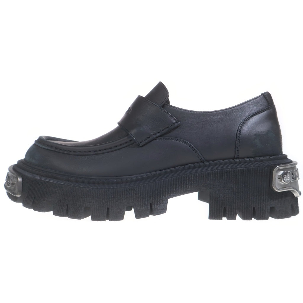 BALENCIAGA(バレンシアガ) TRACTOR LOAFER トラクター ローファー プレート付き ダメージ加工 レザーシューズ 825735 ブラック/シルバー
