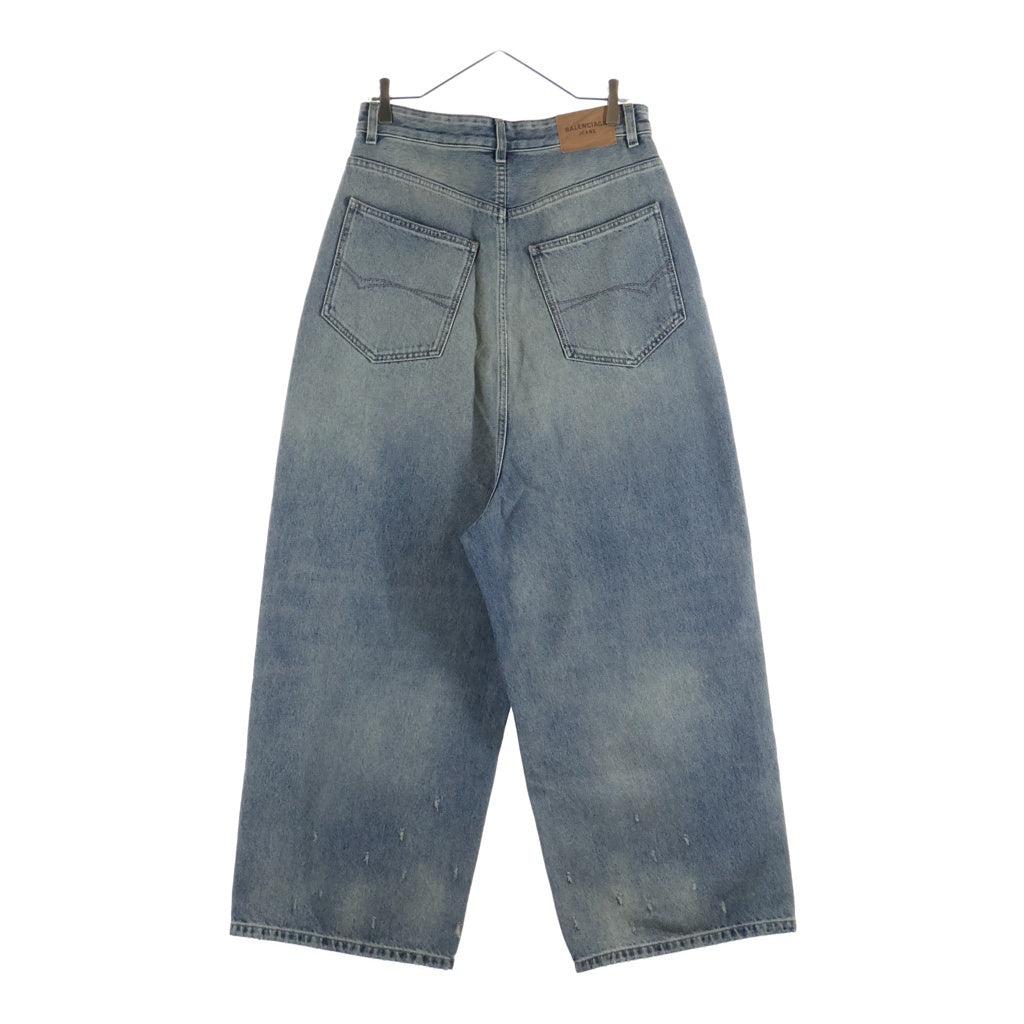BALENCIAGA(バレンシアガ) Low Crotch Jeans クラッシュ加工ウォッシュドバギーデニムパンツ ジーンズ 706652 TJW95 インディゴ