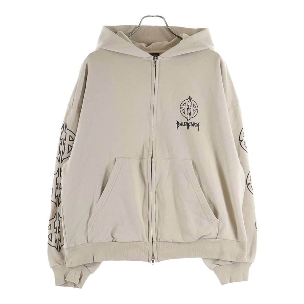 BALENCIAGA(バレンシアガ) METAL BB ZIP HOODIE メタルBB ジップアップフーディ パーカー 767857 TPVL4 ベージュ