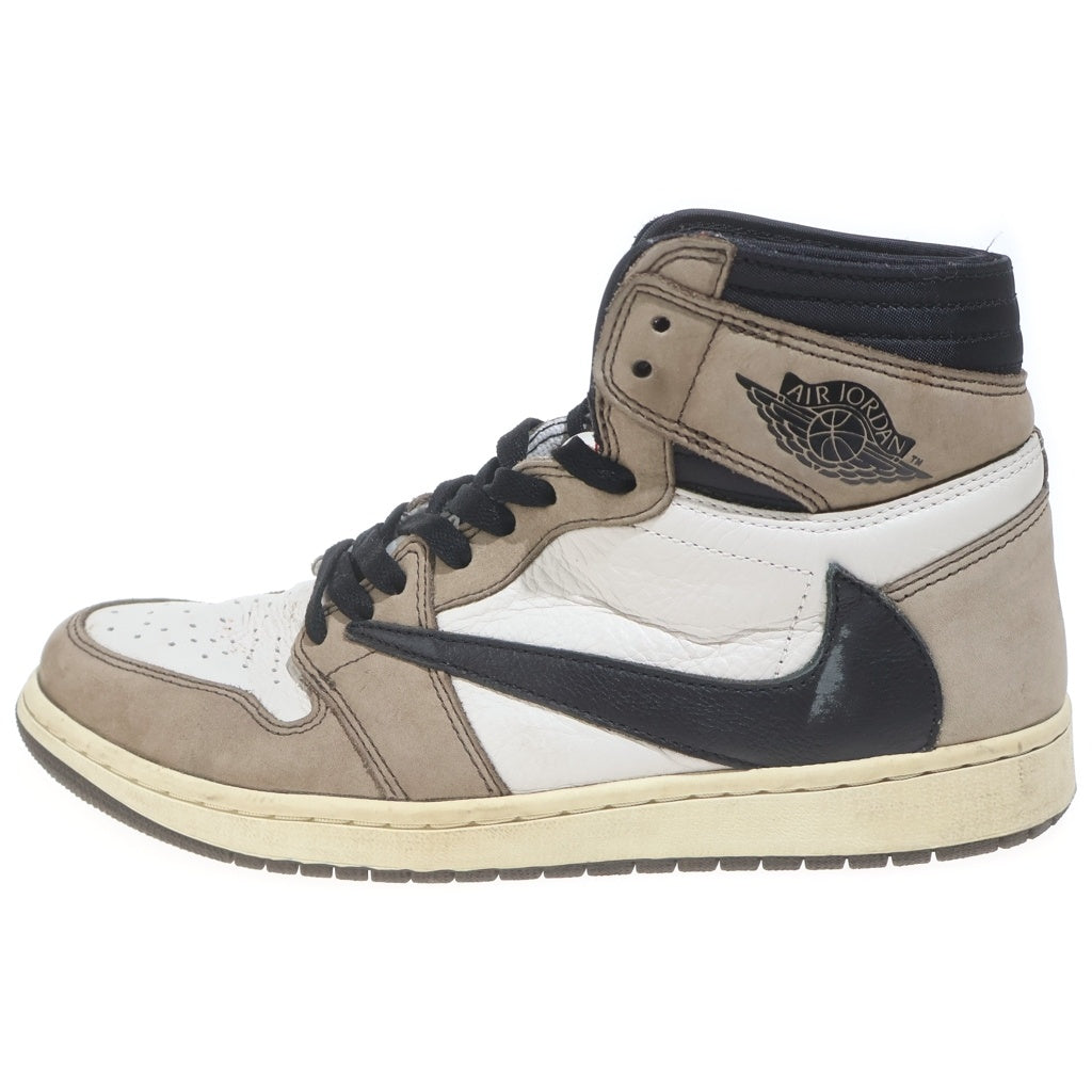NIKE(ナイキ) ×AIR JORDAN 1 RETRO HIGH OG TS SP トラヴィススコット エアジョーダン1 ハイカットスニーカー ブラウン/ホワイト US9.5/27.5cm CD4487-100