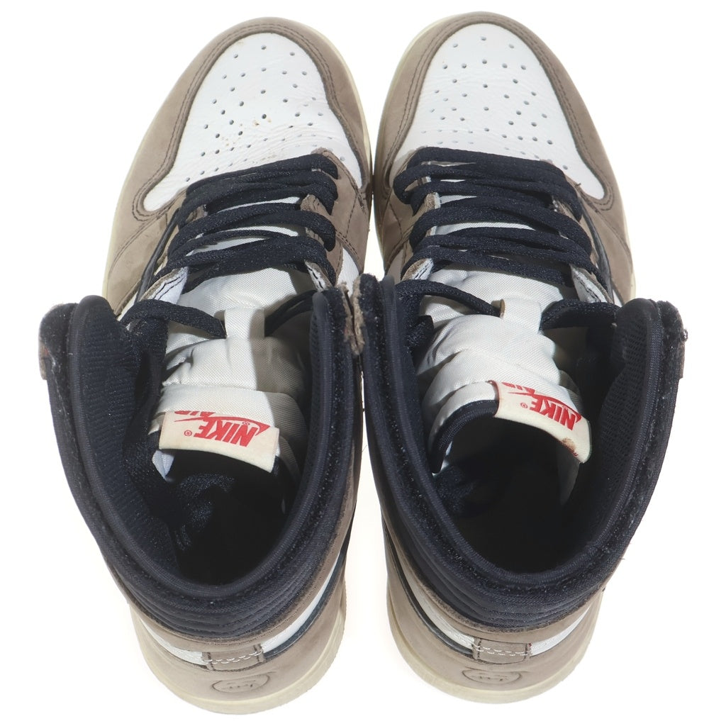 NIKE(ナイキ) ×AIR JORDAN 1 RETRO HIGH OG TS SP トラヴィススコット エアジョーダン1 ハイカットスニーカー ブラウン/ホワイト US9.5/27.5cm CD4487-100