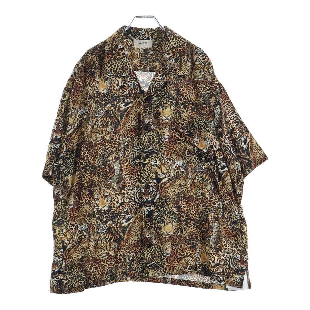 CELINE(セリーヌ) LEOPARD HAWAIIAN SS SHIRTS 2C517251S レオパード総柄 半袖開襟シャツ ブラウン
