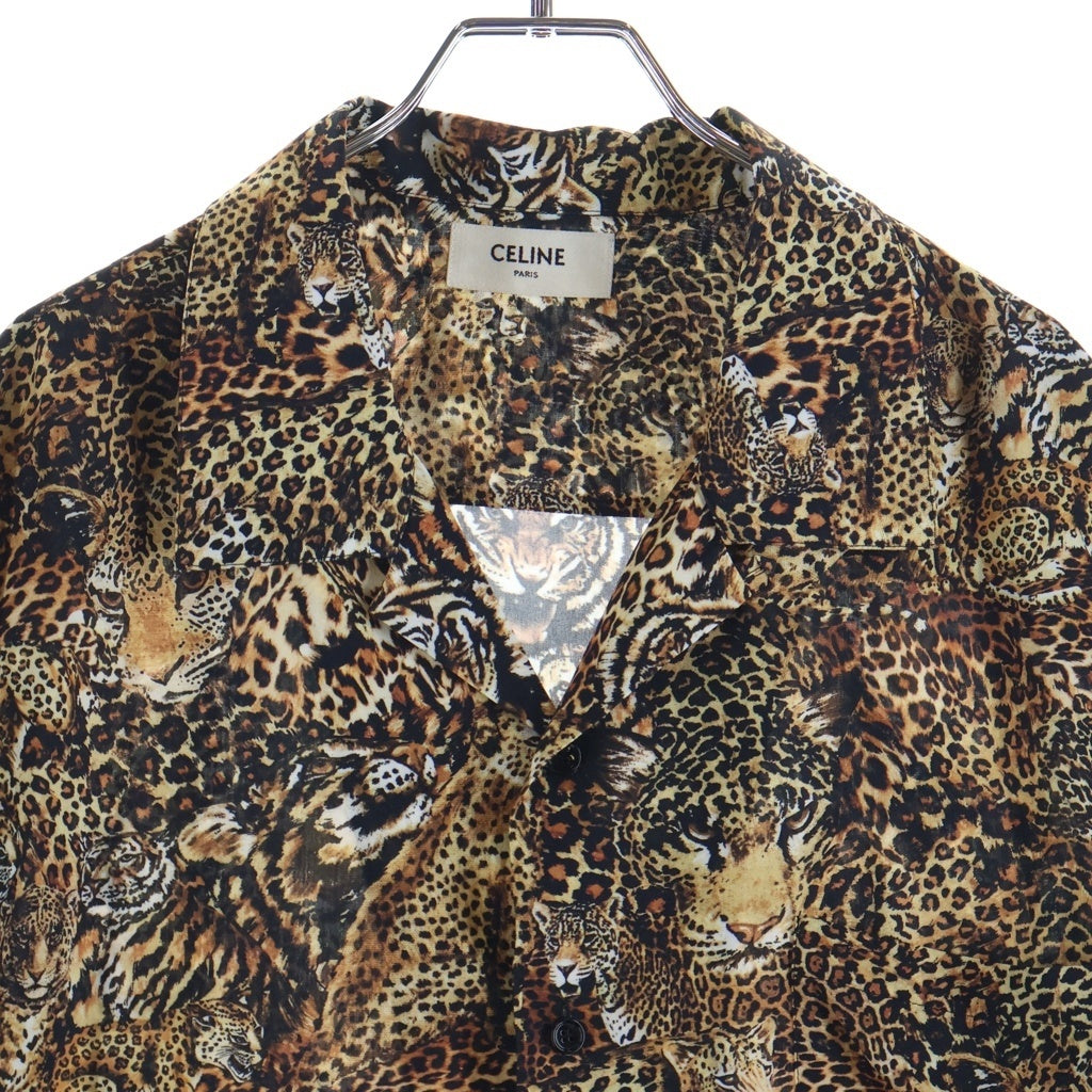 CELINE(セリーヌ) LEOPARD HAWAIIAN SS SHIRTS 2C517251S レオパード総柄 半袖開襟シャツ ブラウン