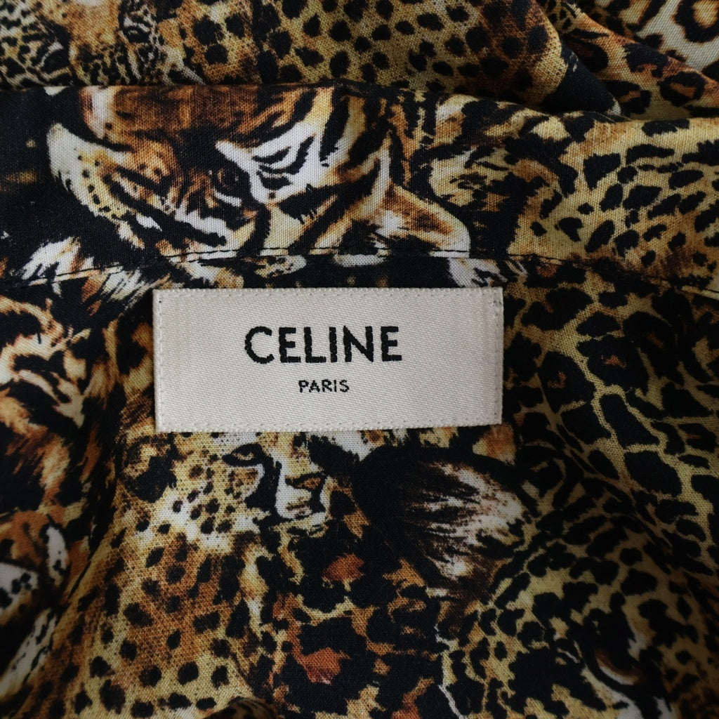 CELINE(セリーヌ) LEOPARD HAWAIIAN SS SHIRTS 2C517251S レオパード総柄 半袖開襟シャツ ブラウン