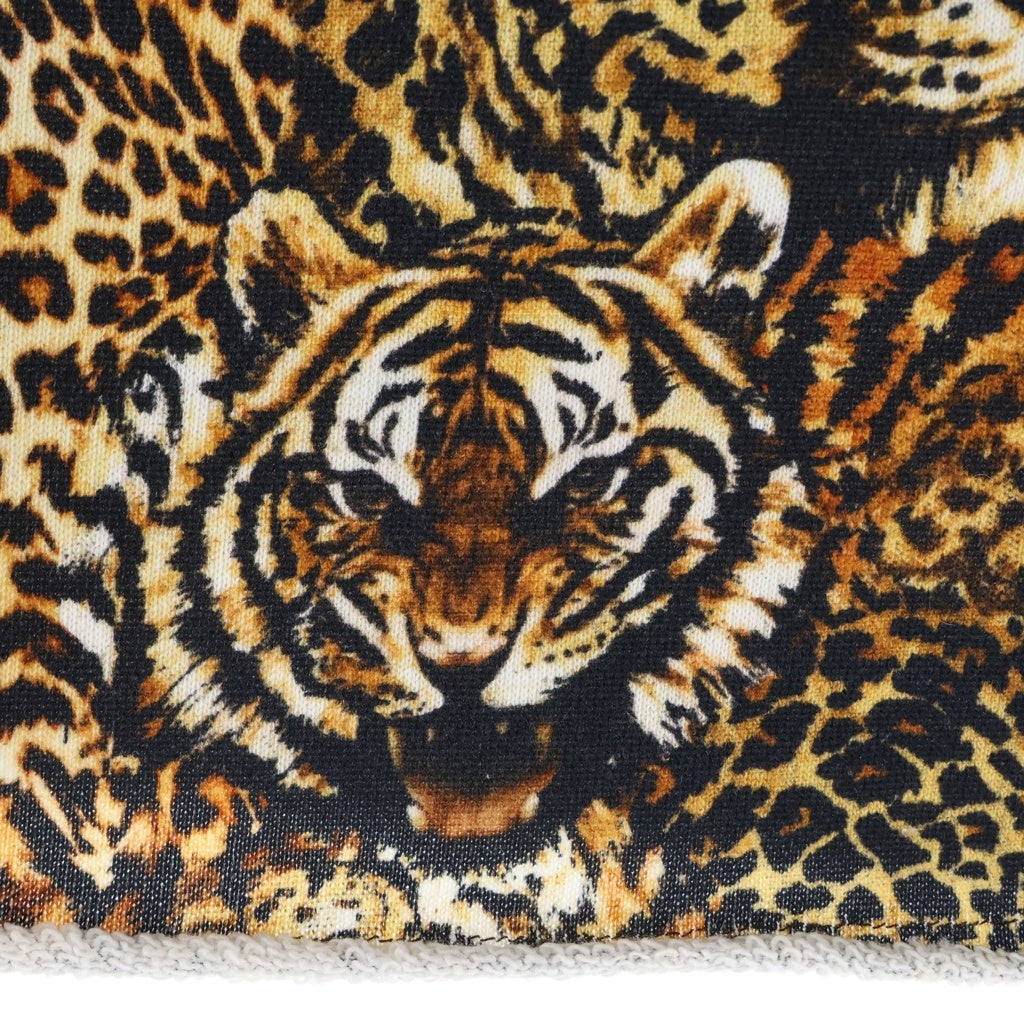 CELINE(セリーヌ) WIDELEG TIGER PRINTED SHORT PANTS 2Z263437S タイガープリント ダメージ加工ハーフパンツ スウェットショーツ ブラウン
