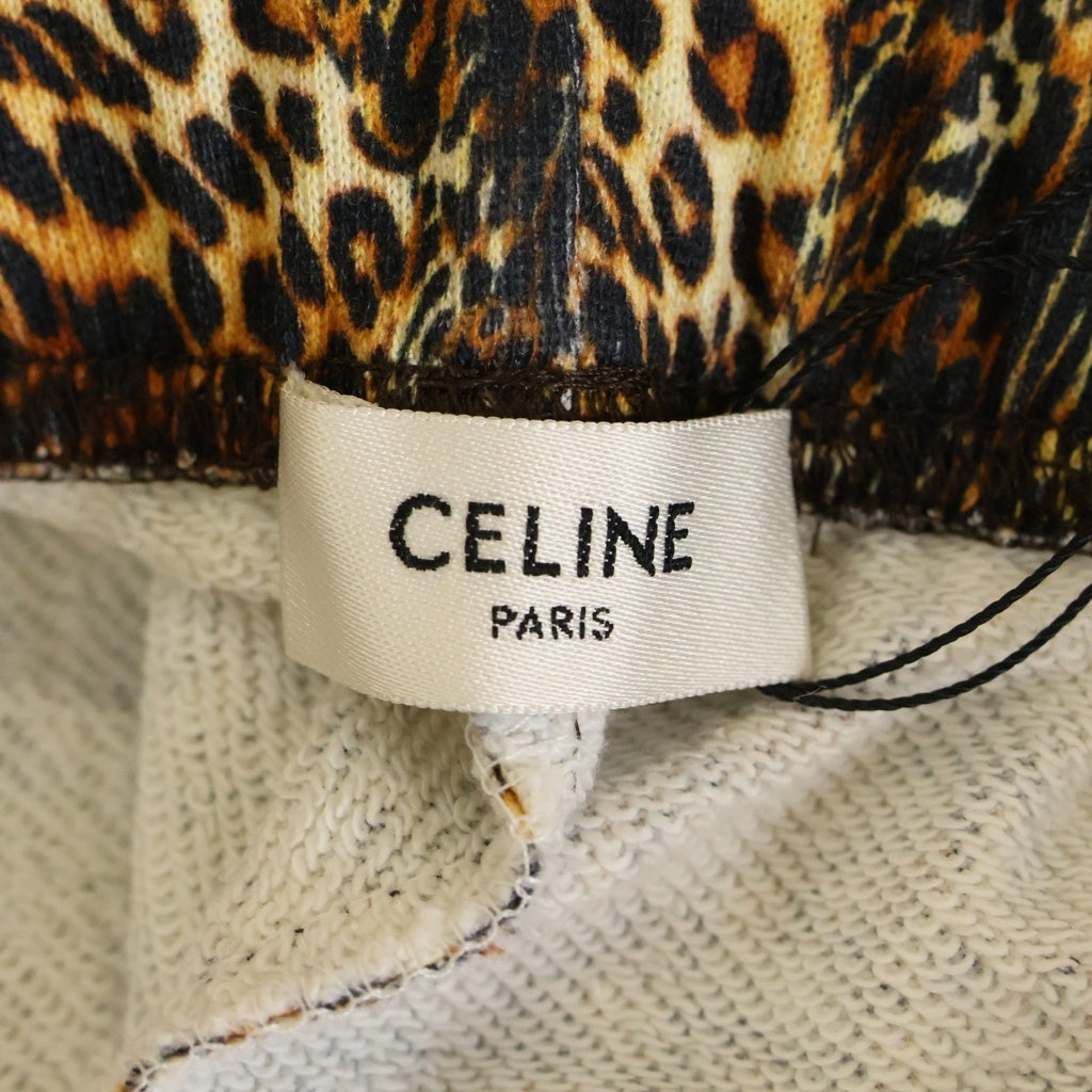 CELINE(セリーヌ) WIDELEG TIGER PRINTED SHORT PANTS 2Z263437S タイガープリント ダメージ加工ハーフパンツ スウェットショーツ ブラウン