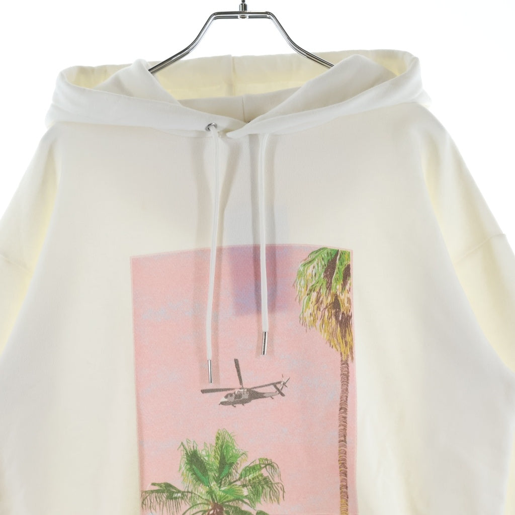 CELINE(セリーヌ) PALM TREE PRINTED PULLOVER HOODIE 2Y84B670Q パームツリープリント プルオーバーパーカー フーディー ホワイト