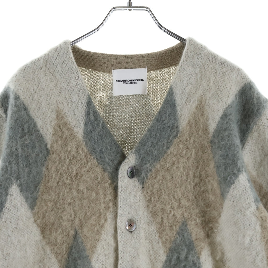 TAKAHIROMIYASHITA The SoloIst.(タカヒロミヤシタザソロイスト) KURT CARDIGAN 0021AW25 カート アーガイル カーディガン 長袖ニットセーター ベージュ