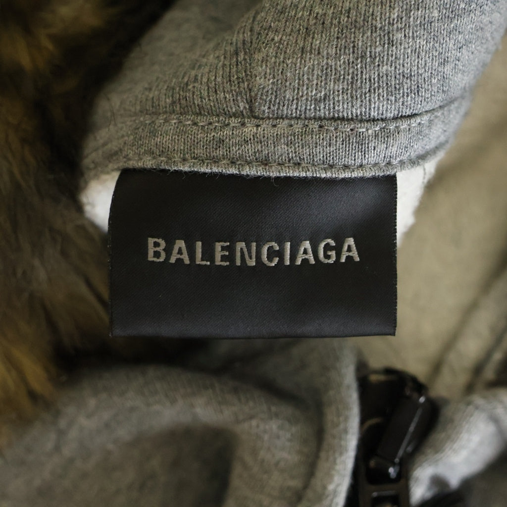 BALENCIAGA(バレンシアガ) Fur Zip Up Hoodie ファー オーバーサイズ ジップアップ フーディ パーカー 850330 TTVB5 グレー