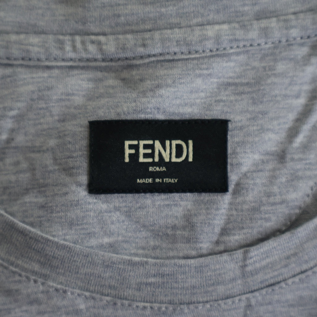 FENDI(フェンディ) Monster Eyes モンスター アイズ レザーパッチ 半袖Tシャツ カットソー グレー FY0626 44K