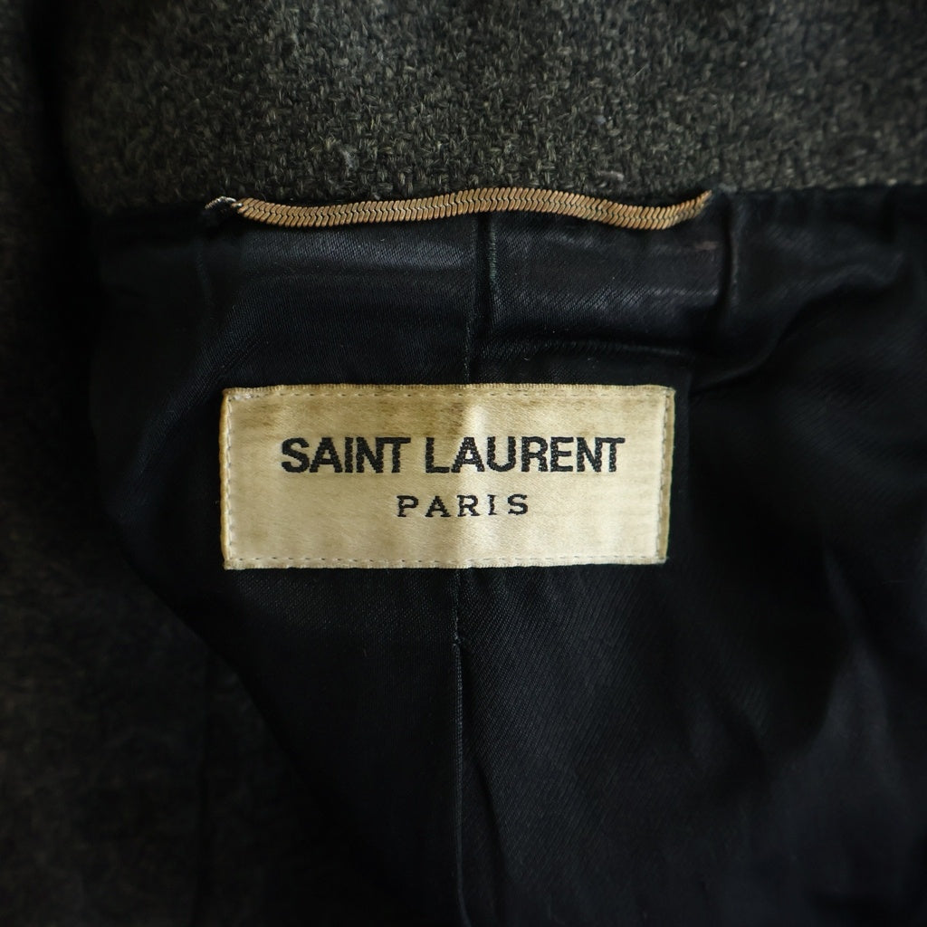 SAINT LAURENT PARIS(サンローランパリ) 14AW Calf Hair Switching Teddy Jacket By Hedi Slimane エディ期 ハラコ切替テディジャケット ボタンダウンブルゾン 361790 Y968F グレー