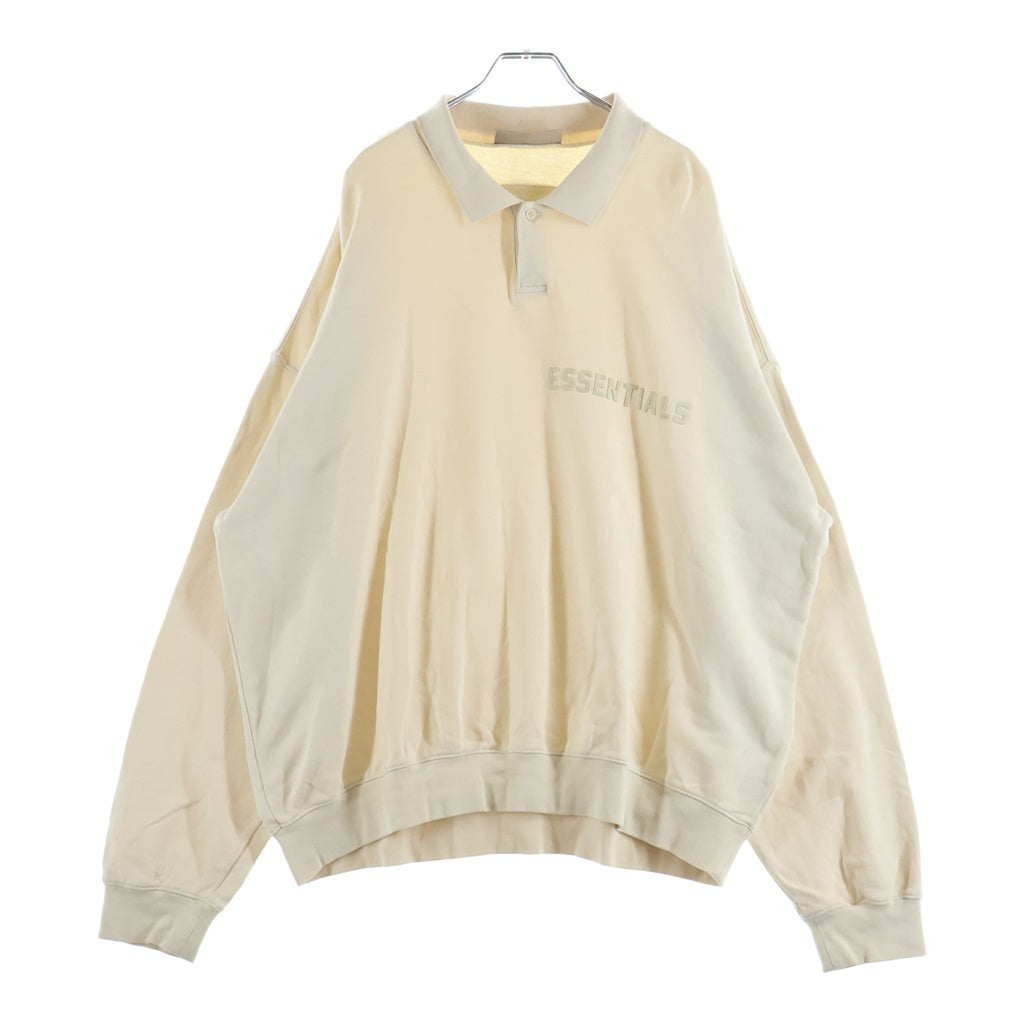 FEAR OF GOD ESSENTIALS(フィアオブゴッド エッセンシャルズ) Rubber Logo L/S Polo Shirts ラバーロゴロングスリーブポロシャツ 長袖ポロシャツ クリーム