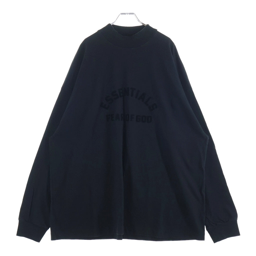 FEAR OF GOD ESSENTIALS(フィアオブゴッド エッセンシャルズ) Rubber Logo Mock Neck L/S T-Shirt ラバーロゴモックネックロングスリーブTシャツ 長袖Tシャツ ブラック