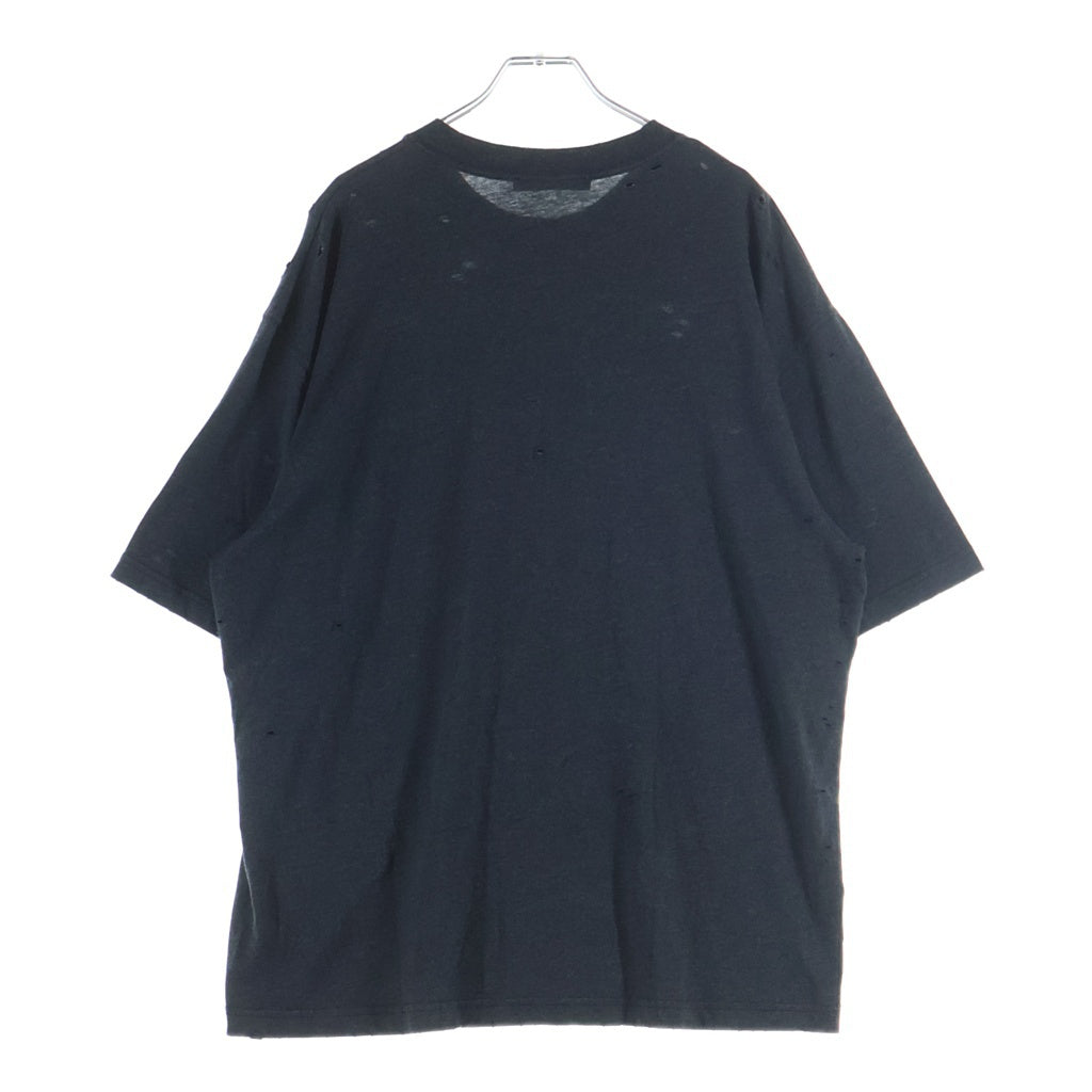 Acne Studios(アクネ ストゥディオズ) 24SS ダメージ加工 フロントロゴ半袖Tシャツ カットソー ブラック FN-UX-TSHI000079 CL0294