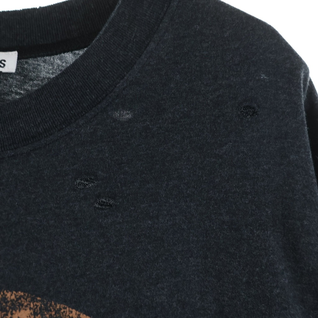 Acne Studios(アクネ ストゥディオズ) 24SS ダメージ加工 フロントロゴ半袖Tシャツ カットソー ブラック FN-UX-TSHI000079 CL0294
