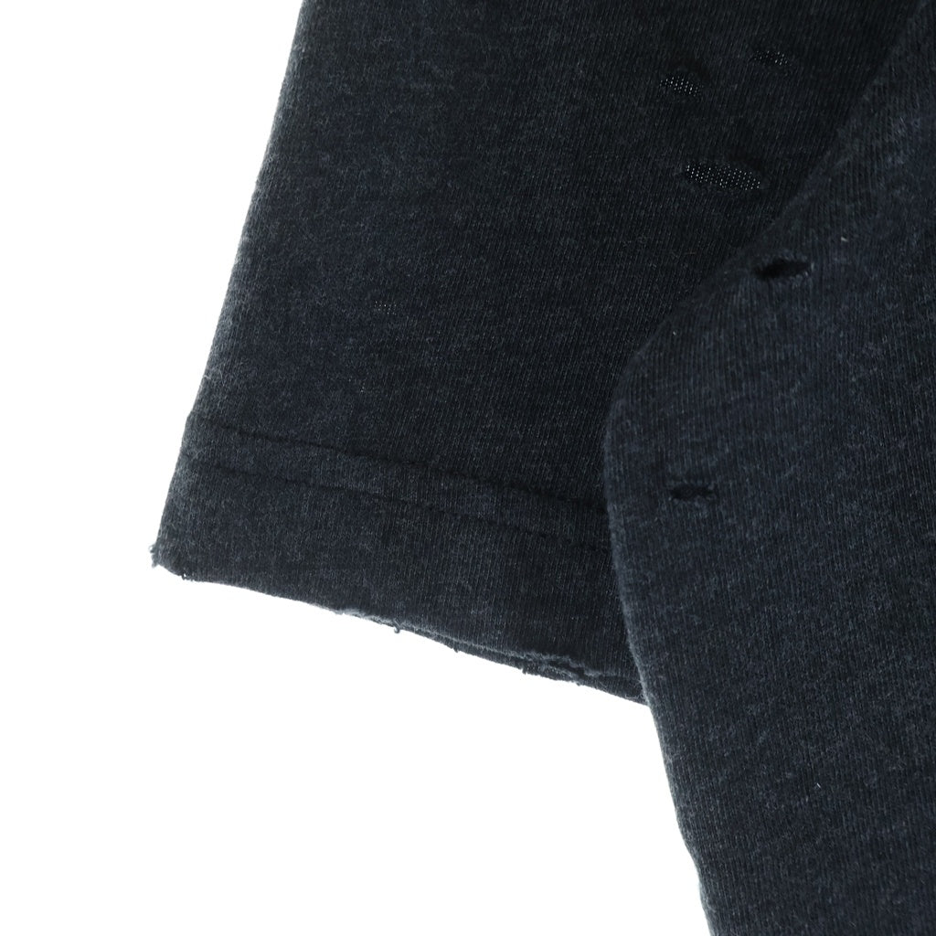 Acne Studios(アクネ ストゥディオズ) 24SS ダメージ加工 フロントロゴ半袖Tシャツ カットソー ブラック FN-UX-TSHI000079 CL0294