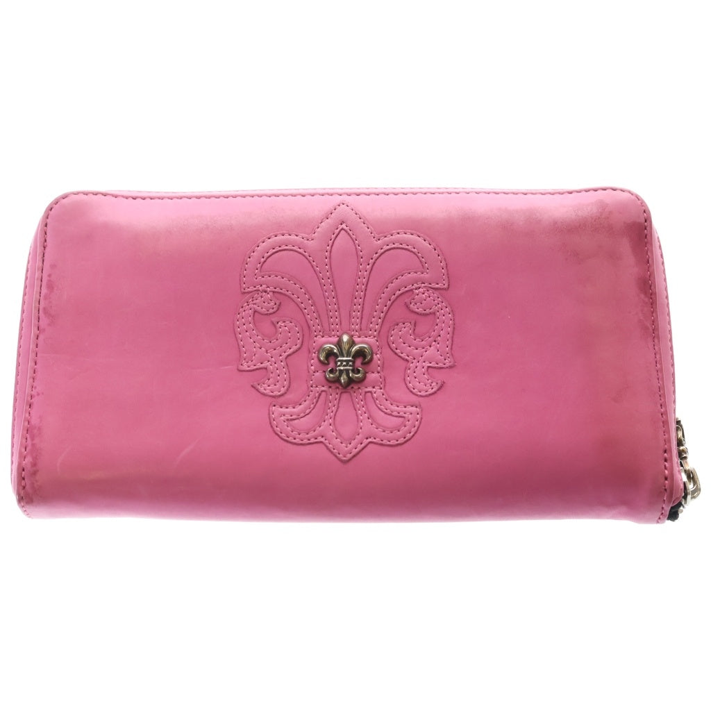 CHROME HEARTS(クロムハーツ) REC F ZIP BS BSフレア レザーラウンドファスナーウォレット 長財布 ピンク