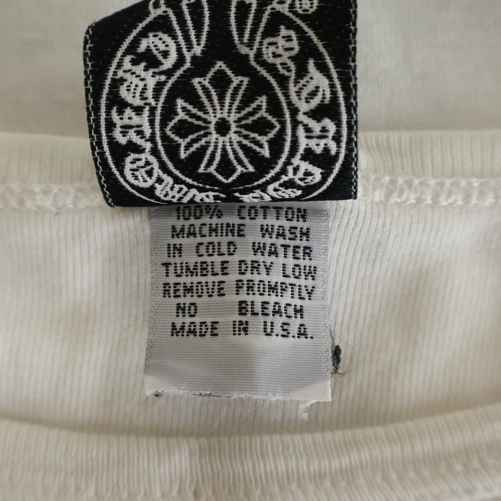 CHROME HEARTS(クロムハーツ) OLD US SCRL S/S TEE オールド星条旗スクロールロゴプリント 半袖Tシャツ レディース ホワイト