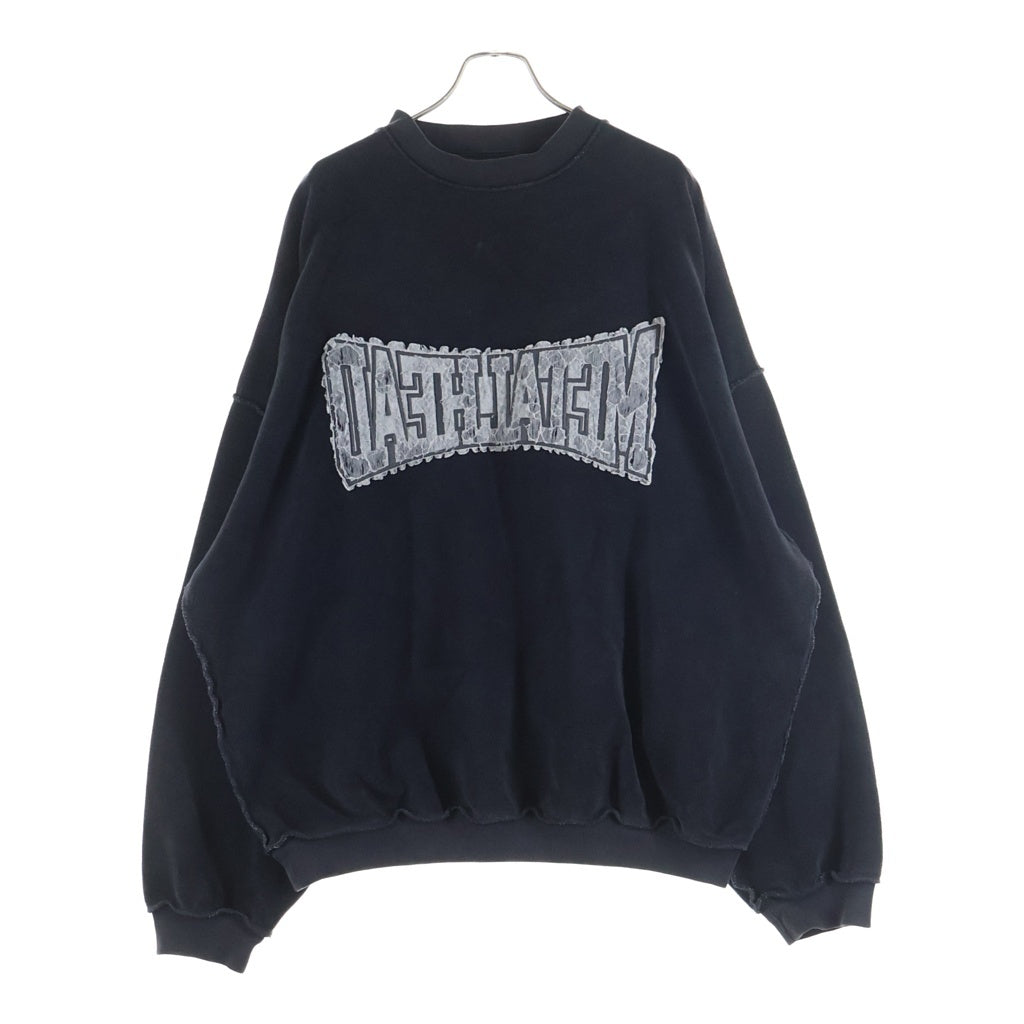 BALENCIAGA(バレンシアガ) 25SS Metalhead Inside Out Sweatshirts メタルヘッドインサイドアウトスウェットシャツ ロゴ刺繍クルーネックスウェットトレーナー 808422 TRVD8 ダークグレー