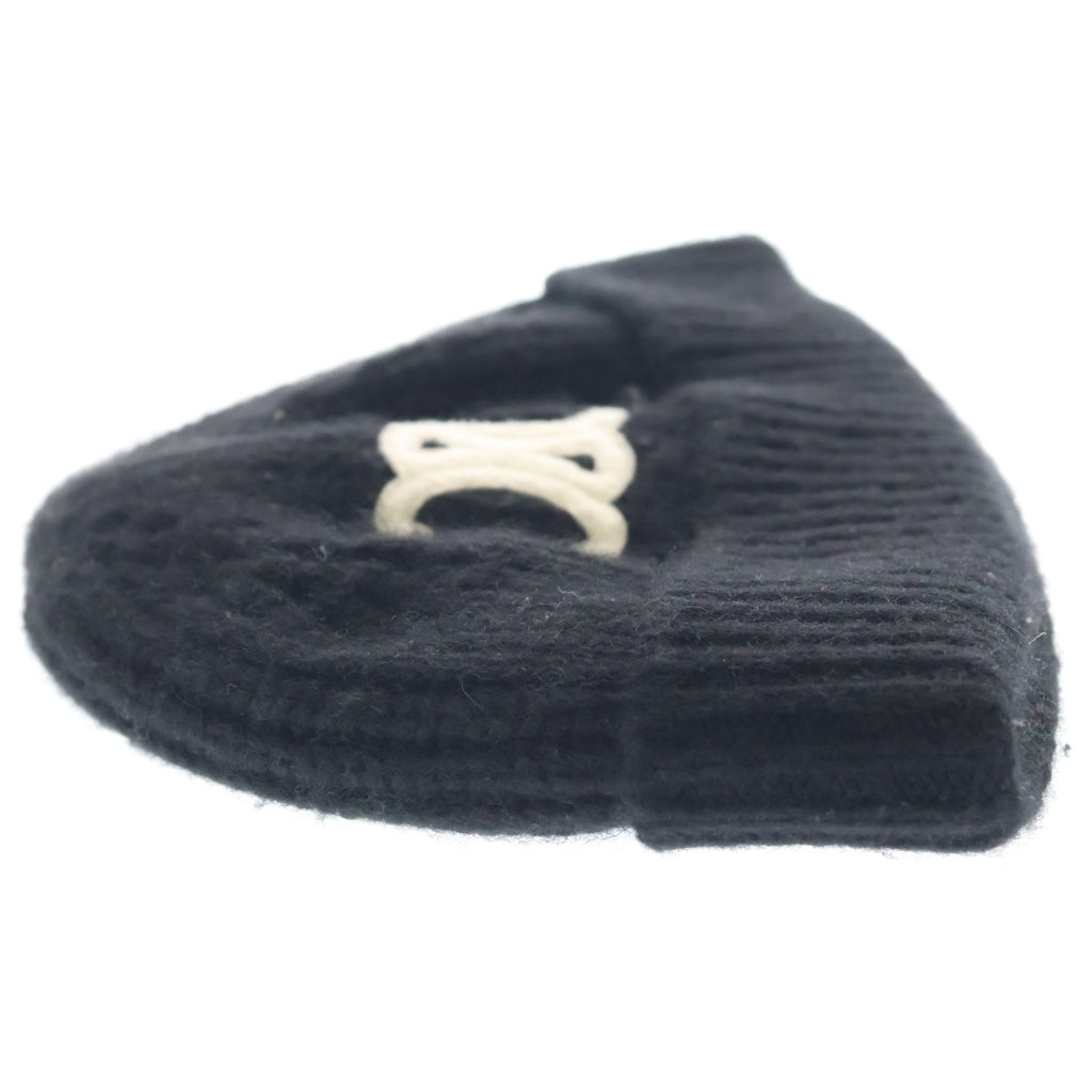 CELINE(セリーヌ) Triomphe Cashmere Watch Cap トリオンフカシミヤワッチキャップ ロゴパッチニット帽 帽子 2AA32384D ブラック