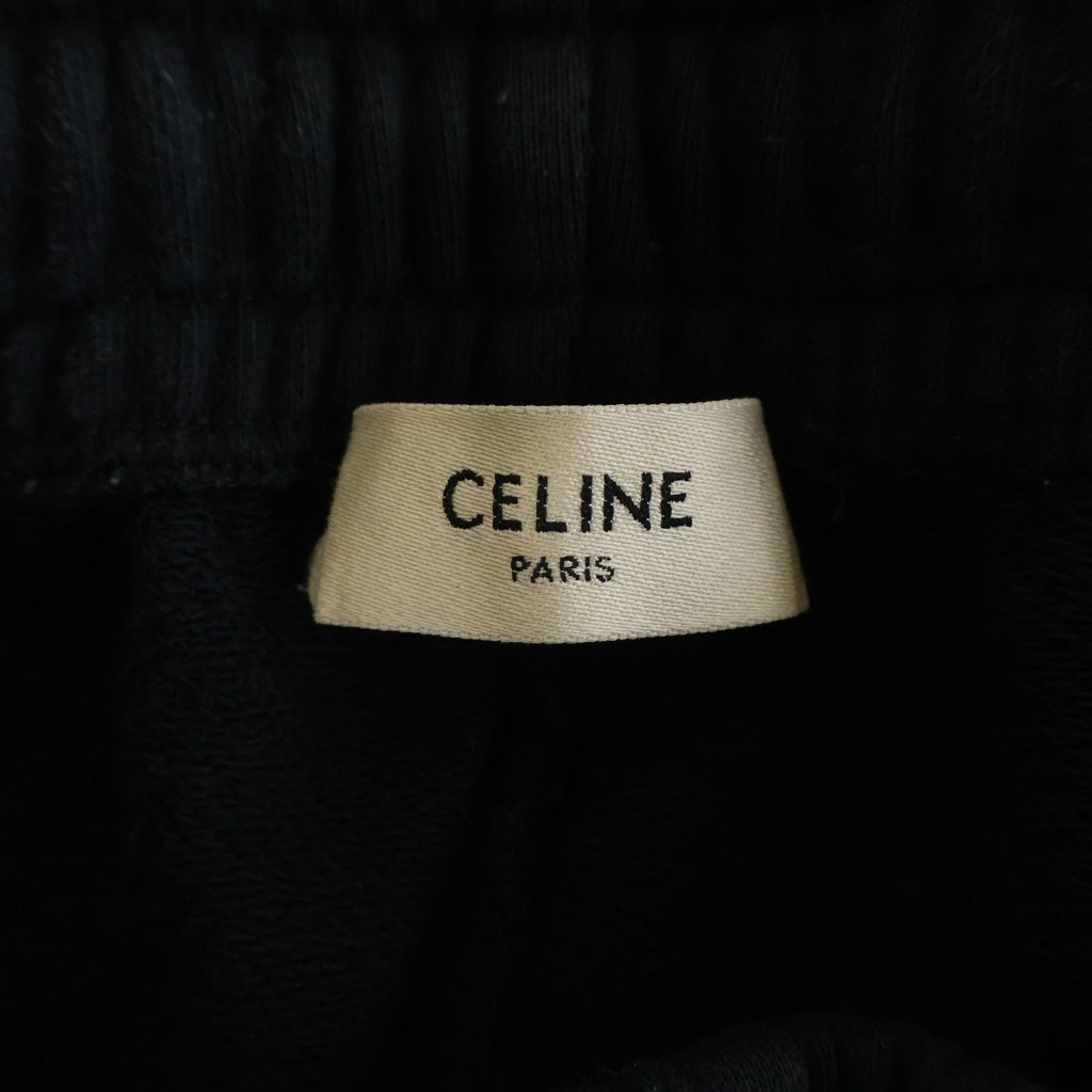 CELINE(セリーヌ) Track Pants In Cotton Fleece トラックパンツインコットンフリース ロゴプリントスウェットパンツ 2Z056670Q ブラック