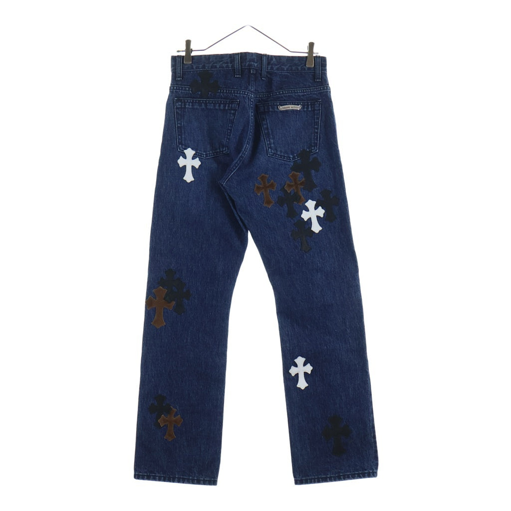 CHROME HEARTS(クロムハーツ) JEAN SL FLEURKNEE クロスパッチ付き フレアニーデニムパンツ インディゴ