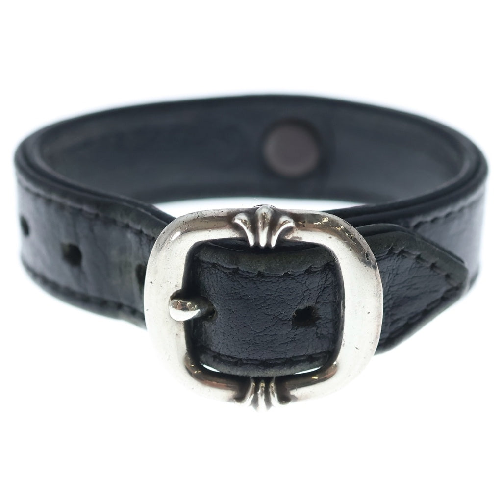 CHROME HEARTS(クロムハーツ) GUNSLINGER ガンスリンガー クロスボール レザーブレスレット ブラック/シルバー BCA146