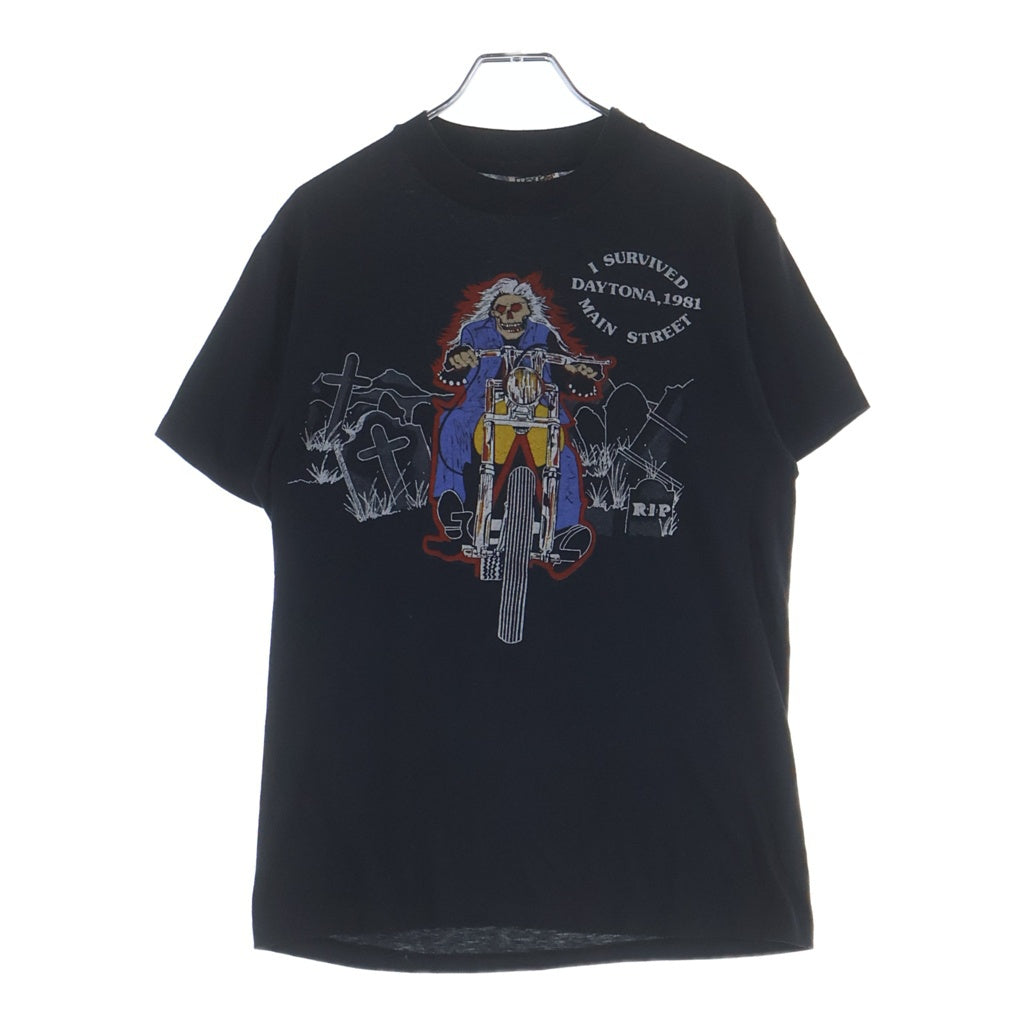 VINTAGE(ヴィンテージ) 80s Vintage Harley Davidson Skull Motorcycle Cycle ヴィンテージ ハーレーダビッドソン スカル オートバイ プリント 半袖Tシャツ カットソー ブラック