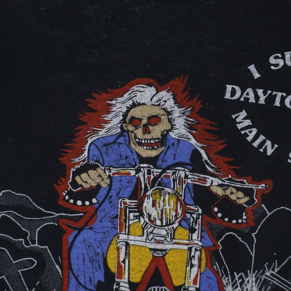 VINTAGE(ヴィンテージ) 80s Vintage Harley Davidson Skull Motorcycle Cycle ヴィンテージ ハーレーダビッドソン スカル オートバイ プリント 半袖Tシャツ カットソー ブラック