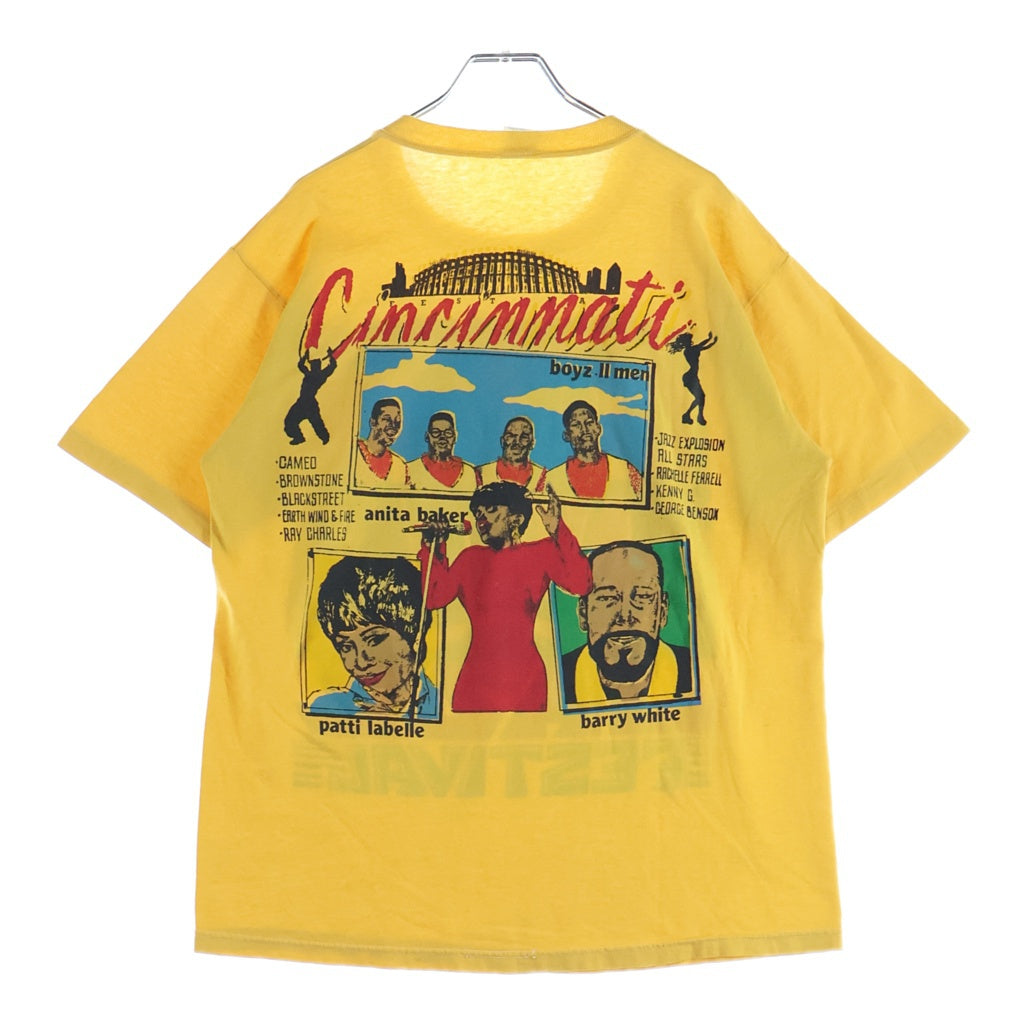 VINTAGE(ヴィンテージ) 90S Vintage CINCINNATI JAZZ ヴィンテージ シンシナティ・ジャズ プリント 半袖Tシャツ カットソー イエロー