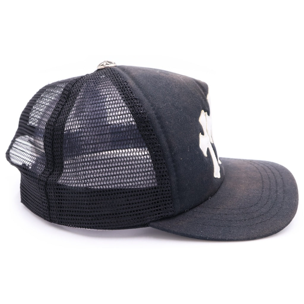 CHROME HEARTS(クロムハーツ) TRUCKER CAP トラッカーキャップ 3セメタリー レザーパッチ メッシュキャップ 帽子 ブラック/ホワイト