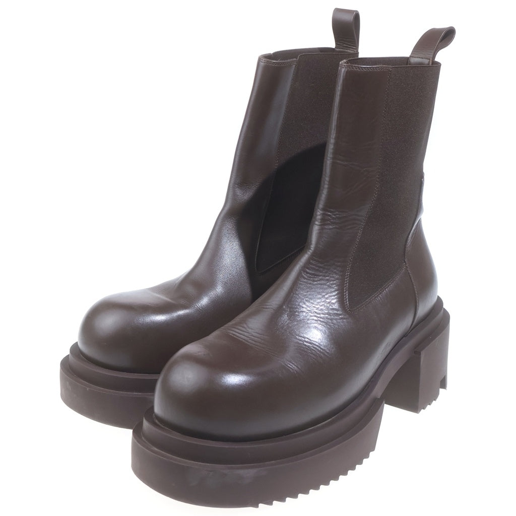 Rick Owens(リックオウエンス) BEATLE BOGUN ビートルボーガン サイドゴア プラットフォーム レザーブーツ 02C7832 ブラウン