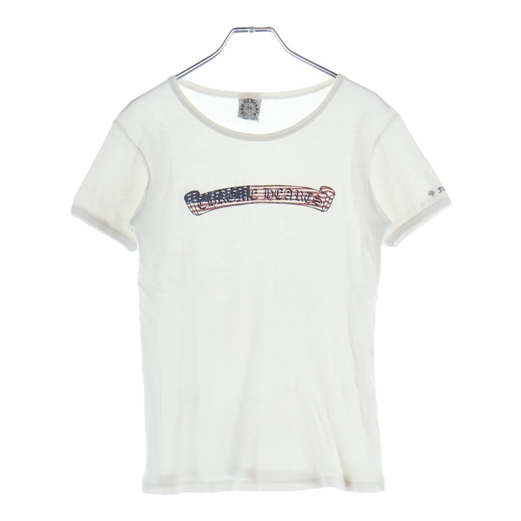 CHROME HEARTS(クロムハーツ) OLD US SCRL S/S TEE オールド星条旗スクロールロゴプリント 半袖Tシャツ レディース ホワイト