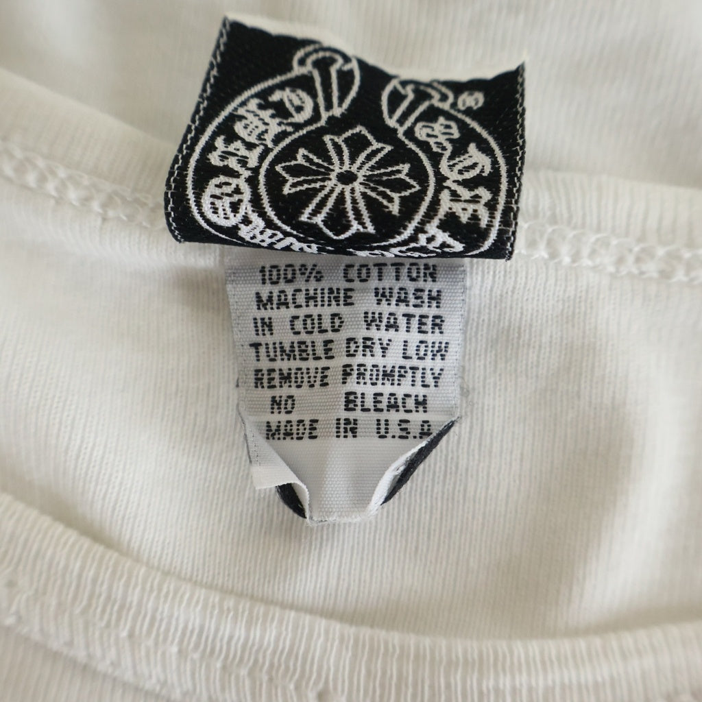 CHROME HEARTS(クロムハーツ) OLD US SCRL S/S TEE オールド星条旗スクロールロゴプリント 半袖Tシャツ レディース ホワイト