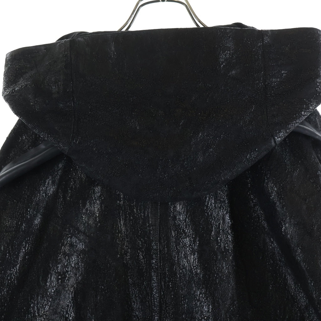 Rick Owens(リックオウエンス) 24AW PORTERVILLE Tour Hoodie ポーターヴィル期 ツアーフーディー クラックワックスコーティングフーデットジャケット RR02D6713-BMTWTY ブラック