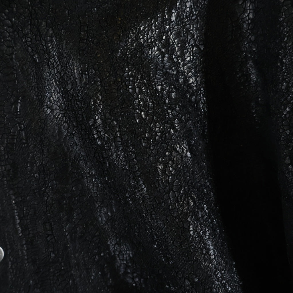 Rick Owens(リックオウエンス) 24AW PORTERVILLE Tour Hoodie ポーターヴィル期 ツアーフーディー クラックワックスコーティングフーデットジャケット RR02D6713-BMTWTY ブラック