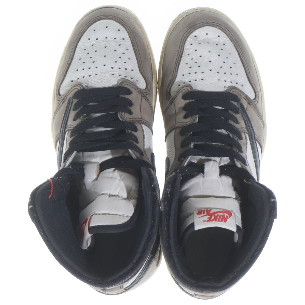 NIKE(ナイキ) ×TRAVIS SCOTT AIR JORDAN 1 HIGH OG TS SP トラヴィススコット エアジョーダン1 ハイカットスニーカー ブラウン/ホワイト US8/26.0cm CD4487-100