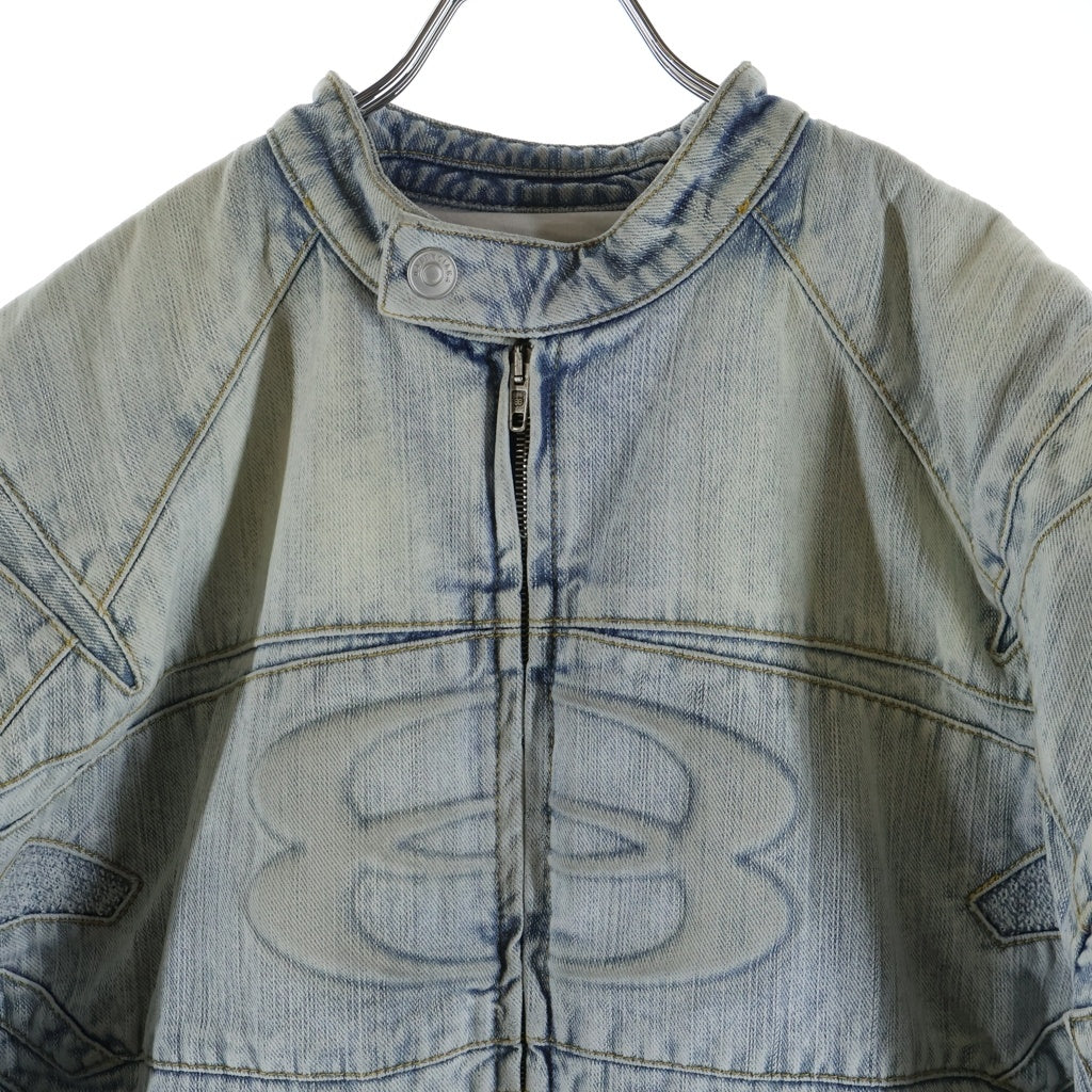 BALENCIAGA(バレンシアガ) Racer Jacket レーシング ロゴデザイン ジップアップ デニムジャケット インディゴ 790482 TNW65