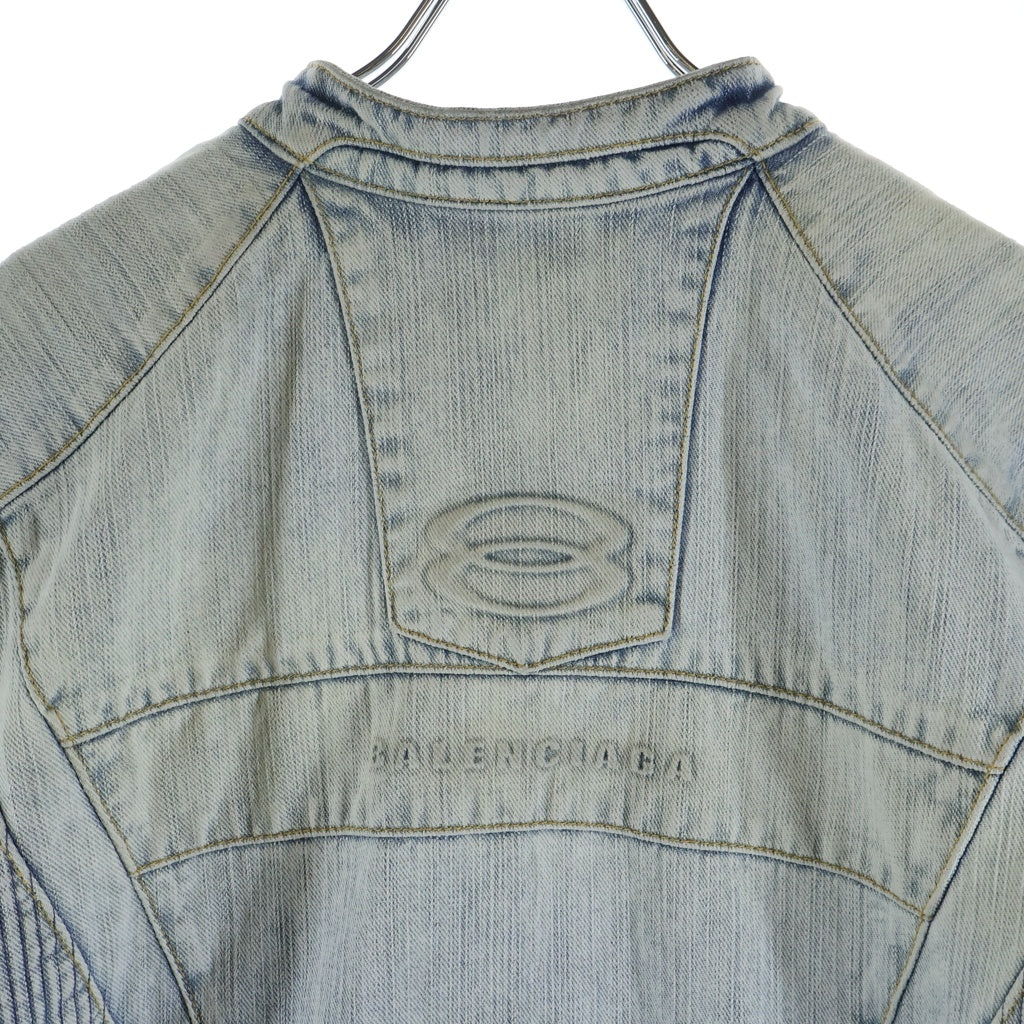 BALENCIAGA(バレンシアガ) Racer Jacket レーシング ロゴデザイン ジップアップ デニムジャケット インディゴ 790482 TNW65